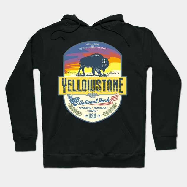 Yellowstone National Park NEW Yellowstone Bison Hoodie by Matthew Ronald Lajoie